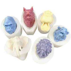Molde de Silicona para Pastel, Jabón, Vela y Aromaterapia con Forma de Cara de Animal (León, Tigre, Elefante, Lobo, Gorila) para Molde 3D, Modelo B-5075-5 - Product Image 1
