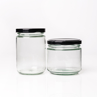 Pot en verre rond de vente chaude de 400ml avec couvercle en métal pour le cornichon de confiture de miel de sauce