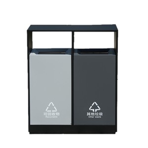 Outdoor Stainless Steel Recycling <b>Bin</b> 368 Double <b>Bin</b> Rust Proof For Municipal Scenic Areas - Product Image 2