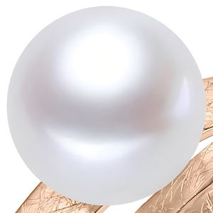 Anillo de perlas con tachuelas de diamantes en forma de cinta de oro rosa de estilo clásico Diseño irregular - Product Image 2