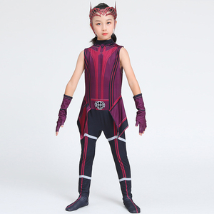 Disfraz de cosplay de Wanda Maximoff para niñas, tocado de <span class=keywords><strong>bruja</strong></span> <span class=keywords><strong>escarlata</strong></span>, capa y pantalones, conjunto completo para niñas - Product Image 4