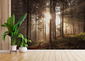 Carta da Parati Murale 3D HD con Foresta Nebbiosa, Impermeabile per Soggiorno e Camera da Letto, Carta da Parati Murale Verde Scuro con Foresta - Product Image 6
