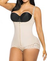 Shapewear gainant intégral pour femmes grandes tailles avec fermeture éclair frontale, contrôle du ventre, rehausseur de fesses, bretelles réglables et bordure en dentelle