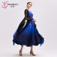 B-24213 nouvelle couleur arrivée International Standard robe de danse de salon de haute qualité noir bleu Ombré en mousseline de soie robe de danse de salon