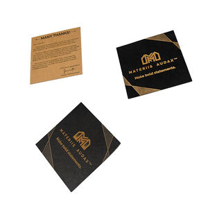 Cartes de remerciement de luxe noires préférées avec logo en feuille d'or en relief profond sur papier kraft et papier d'art pour les remerciements de la marque - Product Image 5