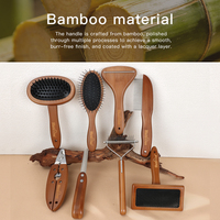 Kit de toilettage pour animaux de compagnie Furrivo personnalisable 8 en 1 en bambou naturel, brosse pour enlever les poils de chat et de chien, peigne, outil de démêlage