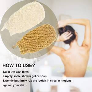 Gants exfoliants en chanvre et jute naturels avec logo personnalisé, écologiques, pour le bain, gommage corporel en profondeur, gants exfoliants pour la douche - Product Image 4