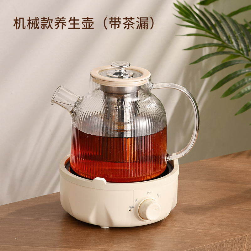 079-700 Mechanical 1.5L Vertical Striped Teapot and Tea Strainer