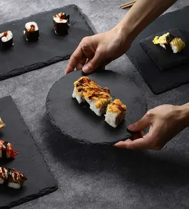 पत्थर सुशी प्लेट ट्रे पीई पैक OEM डिनर केक सुशी प्लेट रेस्तरां सुपर बाजारों सेट बर्तन प्लेटें ट्रे