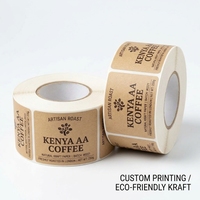 Rouleau d'étiquettes Kraft résistantes à la chaleur, autocollantes, pour gobelets à café chaud, contenants de boissons, marquage personnalisé de la marque
