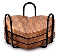 Sous-verres en bois faits à la main de haute qualité, porte-sous-verres en forme de cœur, décoration de table pour la Saint-Valentin, articles de cuisine, tapis et coussinets, vente en gros au Vietnam