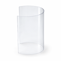 Panneau en acrylique/PVC thermoformé de précision, transparent, incurvé, de qualité alimentaire, forme de pliage lisse, bords polis, cylindre fabriqué sur mesure