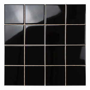 Piastrelle Pretagliate Nere Lucide 20x20, Mosaico 10x10 per Pareti e Pavimenti - Product Image 1