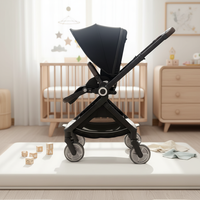 Poussette bébé écologique de haute qualité avec cadre en alliage d'aluminium, design pliable, pare-soleil anti-UV, caractéristiques de sécurité