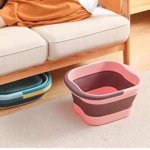 Bac à pédicure pliable <span class=keywords><strong>et</strong></span> rétractable avec couvercle - <span class=keywords><strong>Bassine</strong></span> de bain de pieds portable en plastique pour la maison <span class=keywords><strong>et</strong></span> le dortoir - Product Image 5