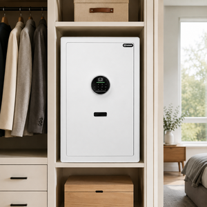Cassaforte Biometrica Estetica Safewell per Uso Domestico, Cassaforte Elettronica Rotonda con Tastierino Touch e Impronta Digitale per Decorazione d'Interni - Product Image 1