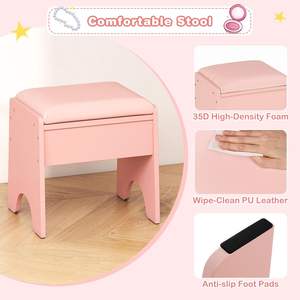 Tocador de Princesa con Espejo, Estantes de Almacenamiento y Luces LED Ajustables, Set de <span class=keywords><strong>Mesa</strong></span> de <span class=keywords><strong>Maquillaje</strong></span> y Banco <span class=keywords><strong>para</strong></span> Niñas Pequeñas - Product Image 5