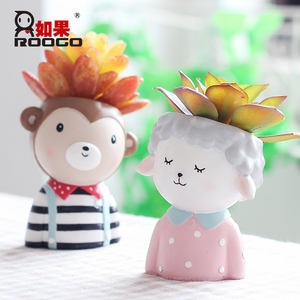 ROOGO Simpatico Personaggio Dei Cartoni Animati In Resina A Forma di Animale Pecorella Succulente Planter Vasi di Fiori Per La Decorazione - Product Image 4