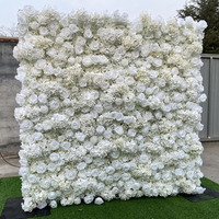 S1018 panneau de toile de fond floral personnalisé 3D enrouler rose fausse soie artificielle Rose fleur toile de fond murale pour décor de scène d'événement de mariage