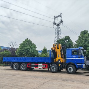 Camion plateau lourd SHACMAN 8*4 avec grue pliante auto-chargeante, grue montée sur camion plateau à bras pliable - Product Image 3