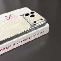 Étui de téléphone mat de luxe à motif vague ondulée avec grande fenêtre intelligente, protection intégrale pour 17 Pro Max/17/16 Pro/15 Pro/14/13