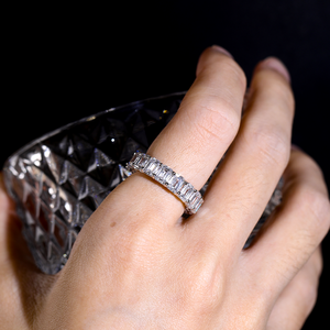 Anillo de Eternidad Completo con Corte Esmeralda, Unisex, de Lujo, 14K, VVS1, con Diamantes Cultivados en Laboratorio, para Hombre y Mujer, <span class=keywords><strong>Regalo</strong></span> para Bodas y Fiestas - Product Image 2