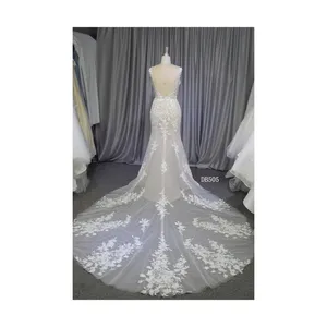 Chinese Factory Backless Crystal Mermaid Ball Gown Wedding Dress For Women