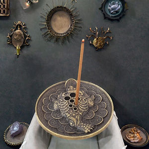 Retro Tray <b>Incense</b> Burner 7-Hole Metal Zinc Alloy <b>Holder</b> for <b>Incense</b> <b>Sticks</b> Aromatic Meditation Ornament IMooo Design <b>Incense</b> - Product Image 2
