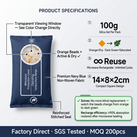 Absorbeur d'humidité en gel de silice rechargeable avec indicateur, pour sacs photo et appareils électroniques, déshydratant réactivable, fabrication OEM, taille personnalisée