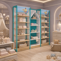 Étagère de présentation pour literie bébé et cadeaux nouveau-né avec étagères centrales thématiques pour les magasins de détail
