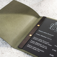 Porte-menu en cuir vintage personnalisé avec logo, style religieux, reliure à vis, format A5