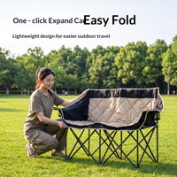 Chaise pliante double d'extérieur, pour camping, pique-nique, loisirs, portable, rembourrée en coton, tissu Oxford 600D, chaise longue pour balcon, cour