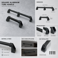 Manija de puerta de tubo cuadrado de aluminio OEM con montaje de tornillo empotrado y tapa con acento rojo para equipos industriales CNC