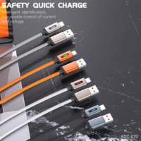 Kabel Data Pengisian Cepat Tipe-C USB Mikro Tembaga Murni Bercahaya Warna-warni Lampu LED 66W Berkualitas Tinggi untuk iPhone
