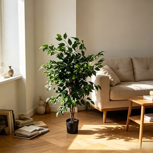 Plantas Artificiales de Ficus Pandurata de Plástico Verde - Ecológicas y de Alta Simulación para Uso en Interiores/Exteriores, Navidad, Año Nuevo - Product Image 6