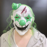 Masque de Clown Amusant en Latex pour Halloween, Noir et Blanc, pour Farces Horrifiantes, Fêtes, Mascarades, Spectacles, Accessoires de Déguisement, Couvre-Tout le Visage, Durable