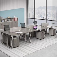Bureau de séparation de poste de travail en bois moderne pour 4 avec table d'ordinateur à 2 places-Durable et stable