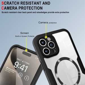 Coque de Téléphone Transparente Double Face à Protection Intégrale 360 pour <span class=keywords><strong>iPhone</strong></span> <span class=keywords><strong>11</strong></span> 12 13 14 15 Pro Max, Compatible Charge Sans Fil et Support Voiture Magnétique - Product Image 5