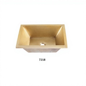 Rectangulaire fabriqué à la main Antique Satin or martelé cuivre salle de bain bassin évier décor à la maison haute qualité cuivre salle de bain bassin - Product Image 1