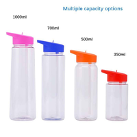 Botella de Agua Deportiva MJ de 750 ml al por Mayor, Plástico Transparente sin BPA, Material Plástico AS/SK con Pajita Abatible