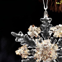 Ornement suspendu flocon de neige transparent, décoration de vitrine, pendentif en plastique de Noël