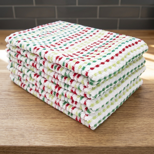 Serviettes de cuisine 100% coton, rectangulaires, tissées, à carreaux rouge, vert et blanc, séchage rapide, lavables en machine, pour usage domestique - Product Image 1