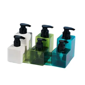 Eco Friendly Refill Cosmetics Pet Square Shampoo Foaming Pump Soap Dispenser 450Ml Foam Bottles