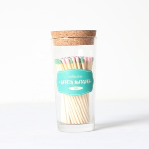 Custom Matches Sticks Long Safety Match Glass Bottle Jar Wooden Stick Box Colorful Matchsticks