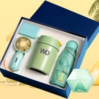 Ensemble cadeau personnalisé en acier inoxydable pour la Saint-Valentin, ventilateur portable, gobelet, parapluie, ensemble cadeau de mariage pour les invités