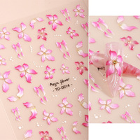 Autocollants pour ongles en gel souple 5D avec motif floral personnalisé, autocollants magiques en relief pour la décoration des ongles en DIY