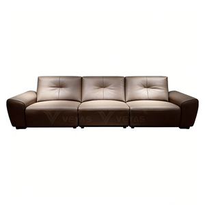 Último Modelo Moq 1, Sillón Chaise Longue Extensible de 3 Plazas en Forma de L, Color Bronceado Urbano, Cuero Genuino, Moderno, Firme, con Control Remoto Vy33 - Product Image 6