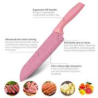 Ensemble de couteaux de cuisine 6 pièces en paille de blé, couteau de chef, barbecue, éplucheur japonais, couteau à steak, ensemble de couteaux de cuisine pour légumes avec planche à découper
