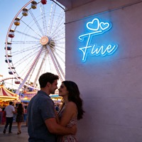 Neonawall – enseigne néon personnalisée à double cœur, lumière LED à intensité variable, alimentée par USB, décoration murale pour la Saint-Valentin, cadeau d'anniversaire