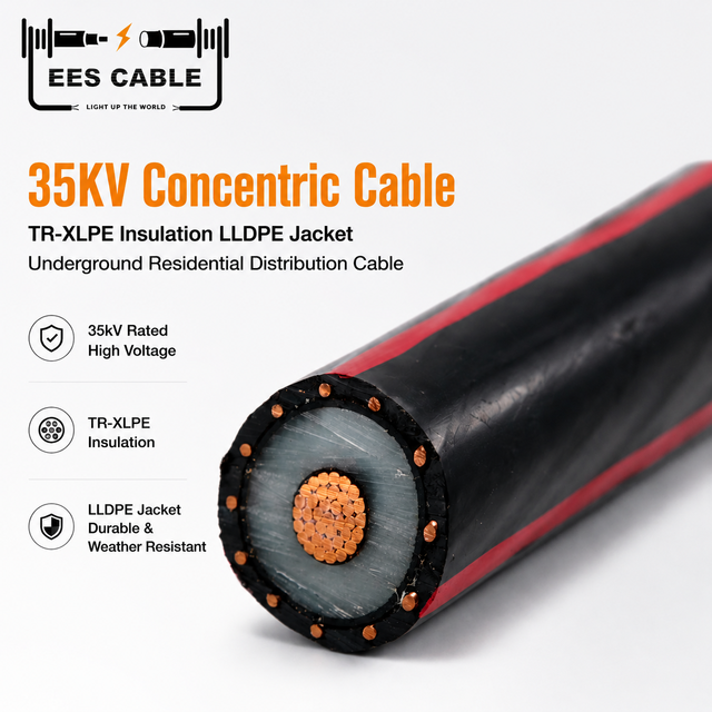 35kV Medium Voltage Power Cable 100% TR-XLPE Insulation Copper Full Neutral LLDPE Jacket Concentric Cable